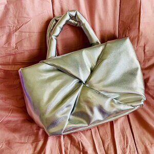 Target A New Day Silver Metallic Puffy Tote Bag